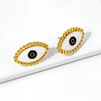 vg 6ym fashion evil eye stud earrings for women girls geometric oval personality vintage statement earrings hot sale jewelry