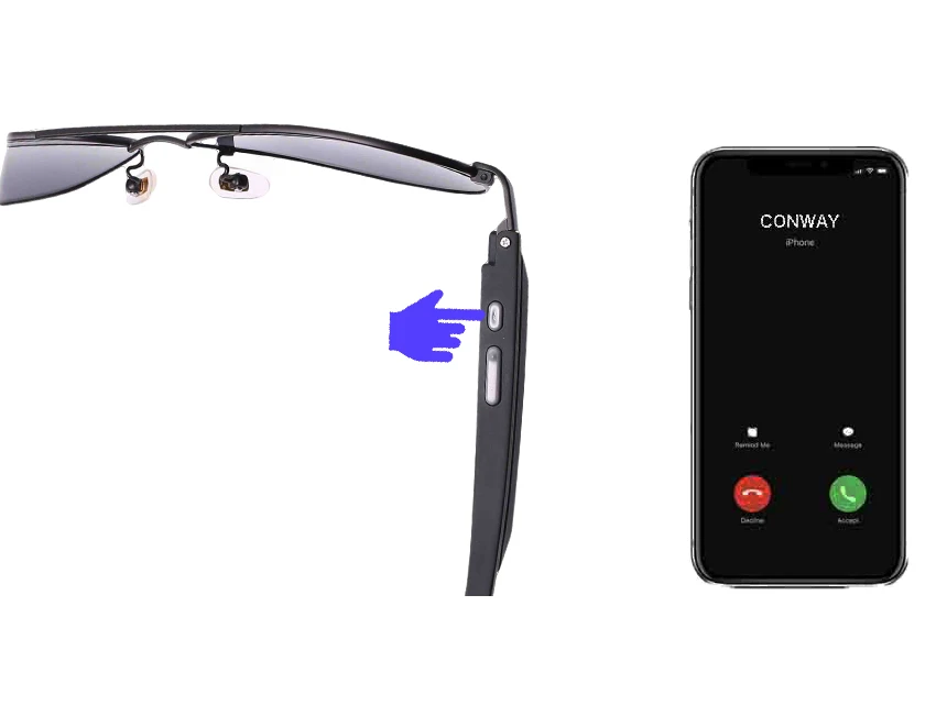 Conway Music Sunglasses Bluetooth Speaker Headset with Earphone Smart Audio Sun Glasses Pilot Polarized Lens for Women Men
