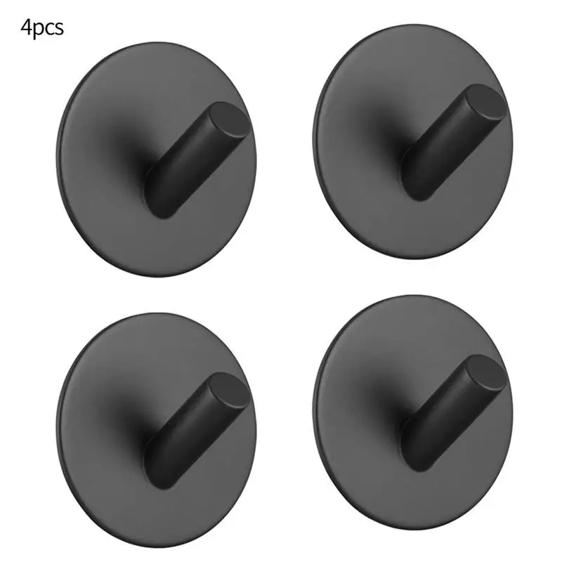 

4pcs Wall Hook Bathroom Kitchen Stainless Steel Wall Holder Self-adhesive Hat Towel Hanger