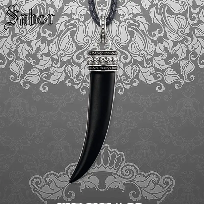 Ожерелье из кожаной веревки с тигровыми зубьями модные ювелирные изделия