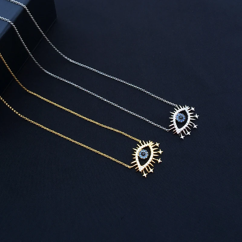 

s925 Sterling Silver Adjustable Necklace Demon Eye Eyelash High Quality Boutique Luxury Brands 3A Zircon Monaco Jewelry
