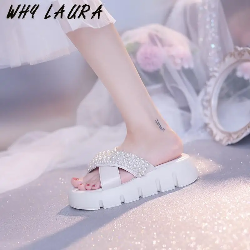 

Pearl women's flip-flops platform platform platform platform platform women's soft soles women's casual comfort outdoor beach op