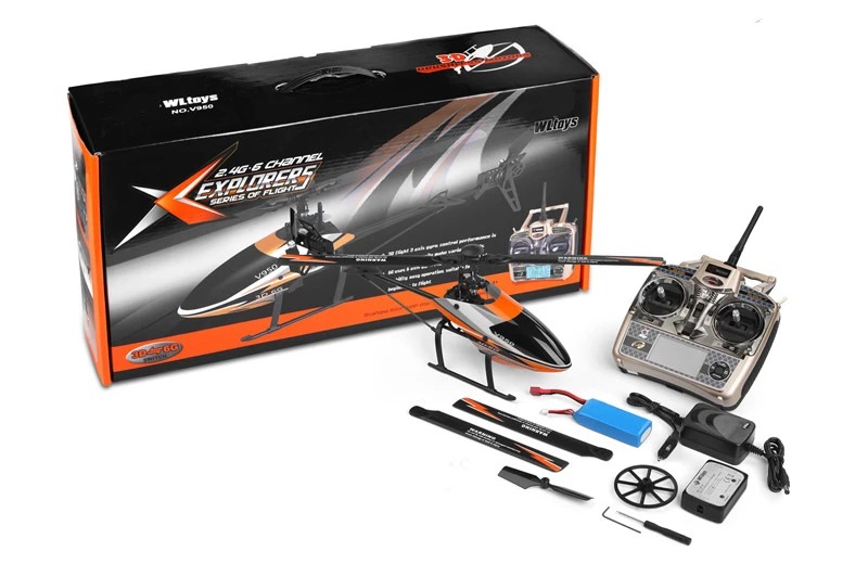 Парктен WLtoys V950 2,4G 6CH 3D/6G система свободно переключается высокая эффективность бесщеточный двигатель RTF RC вертолет более сильный сопротивление ветра