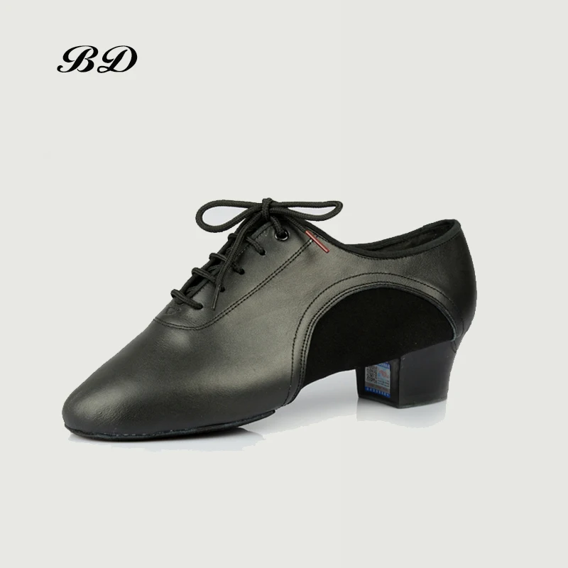 TOP Dance Shoes Men's Latin Ballroom Shoe Cowhide Oxford Cloth Two-point Sole BD 458 SALSA HEEL 4.5 CM Lace Profession Durable