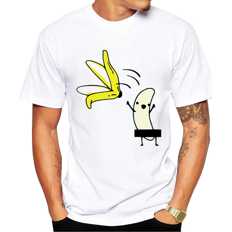 TEEHUB Hipster Nude Banana Mann T-Shirt Naked Banana Gedruckt T-shirts Kurzarm Lustige t shirts Kühlen Ätherisches T – Detail 4