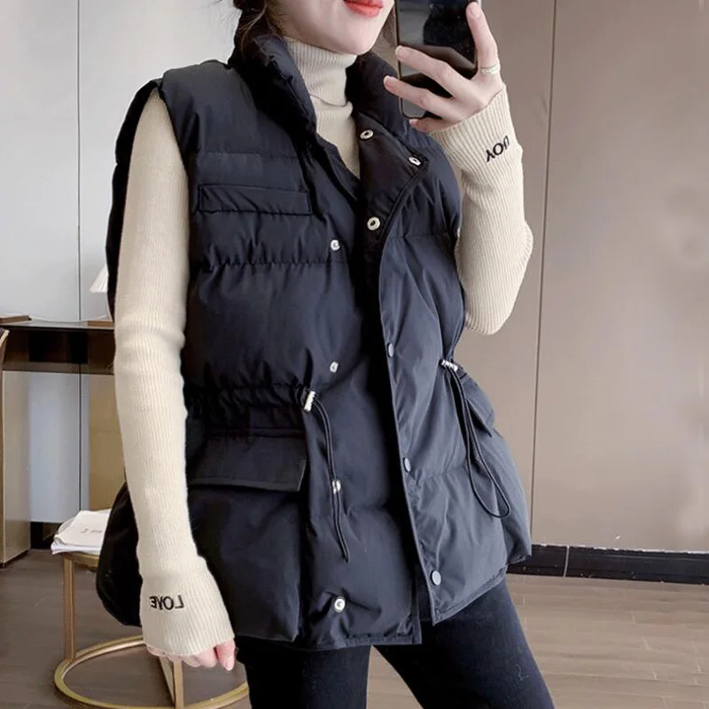 

Winter Autumn 2021 Women 90% White Duck Down Vest Light Slim Sleeveless Waistcoat Belt Gliet Female Puffer Jacket Sleeveless