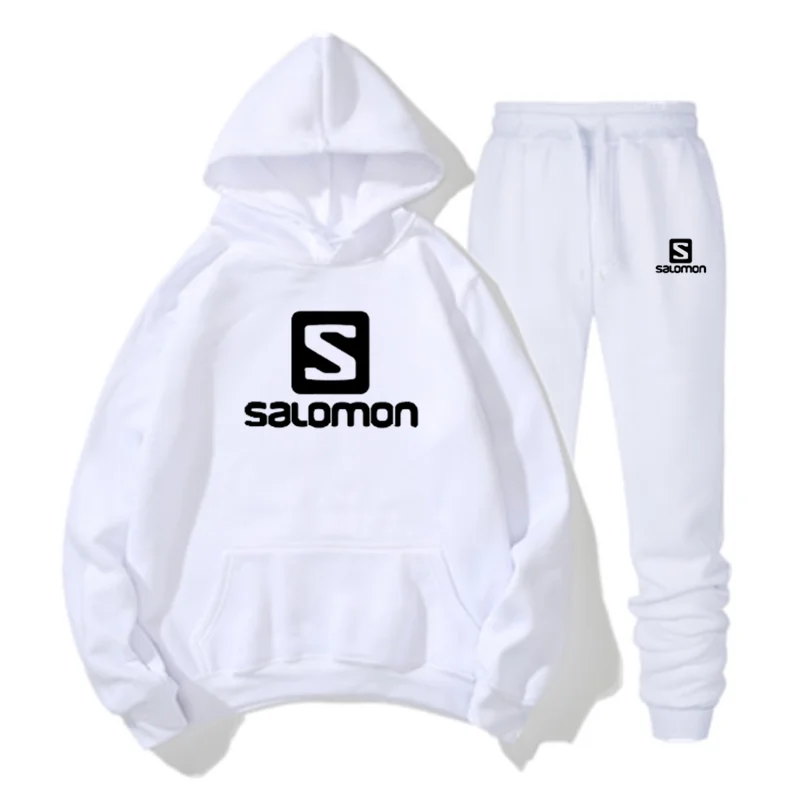 

2021New Brand printing Tracksuit Fashion Men Sportswear Two Piece Sets All Cotton Fleece Thick hoodie+Pants Sporting Suit Male