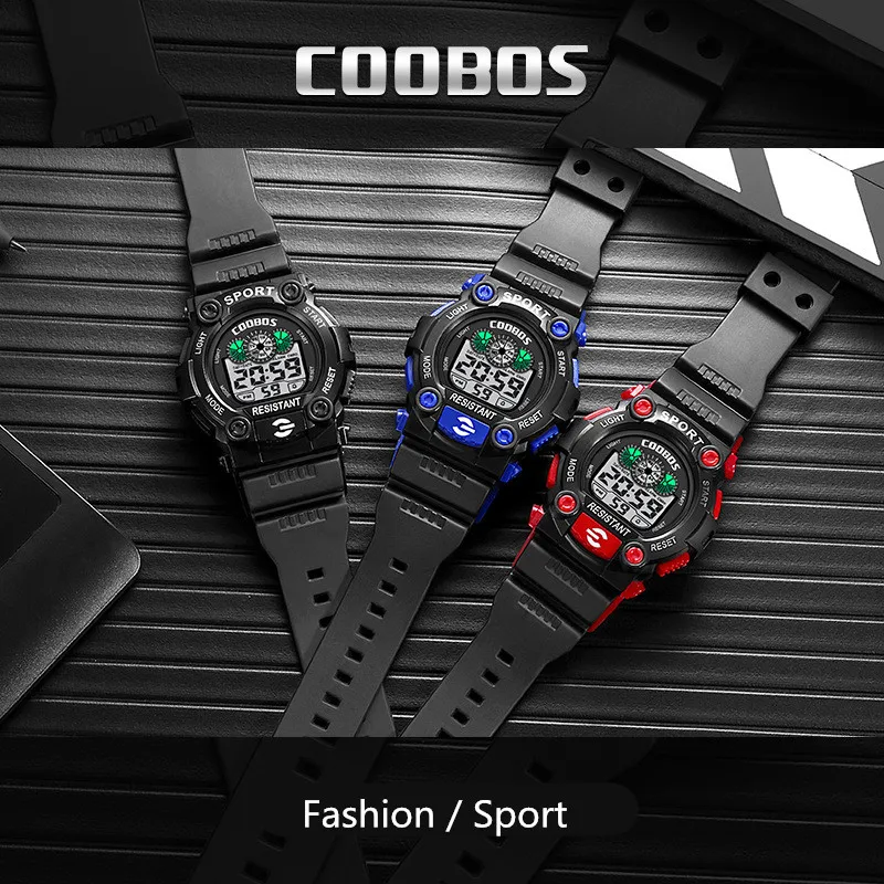Часы наручные COOBOS мужские светодиодные электронные модные цифровые светящиеся