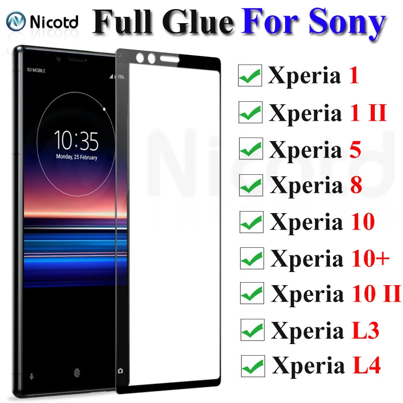 Закаленное стекло с полным покрытием клея для Sony Xperia L4 L3 Защитная пленка экрана 1 5