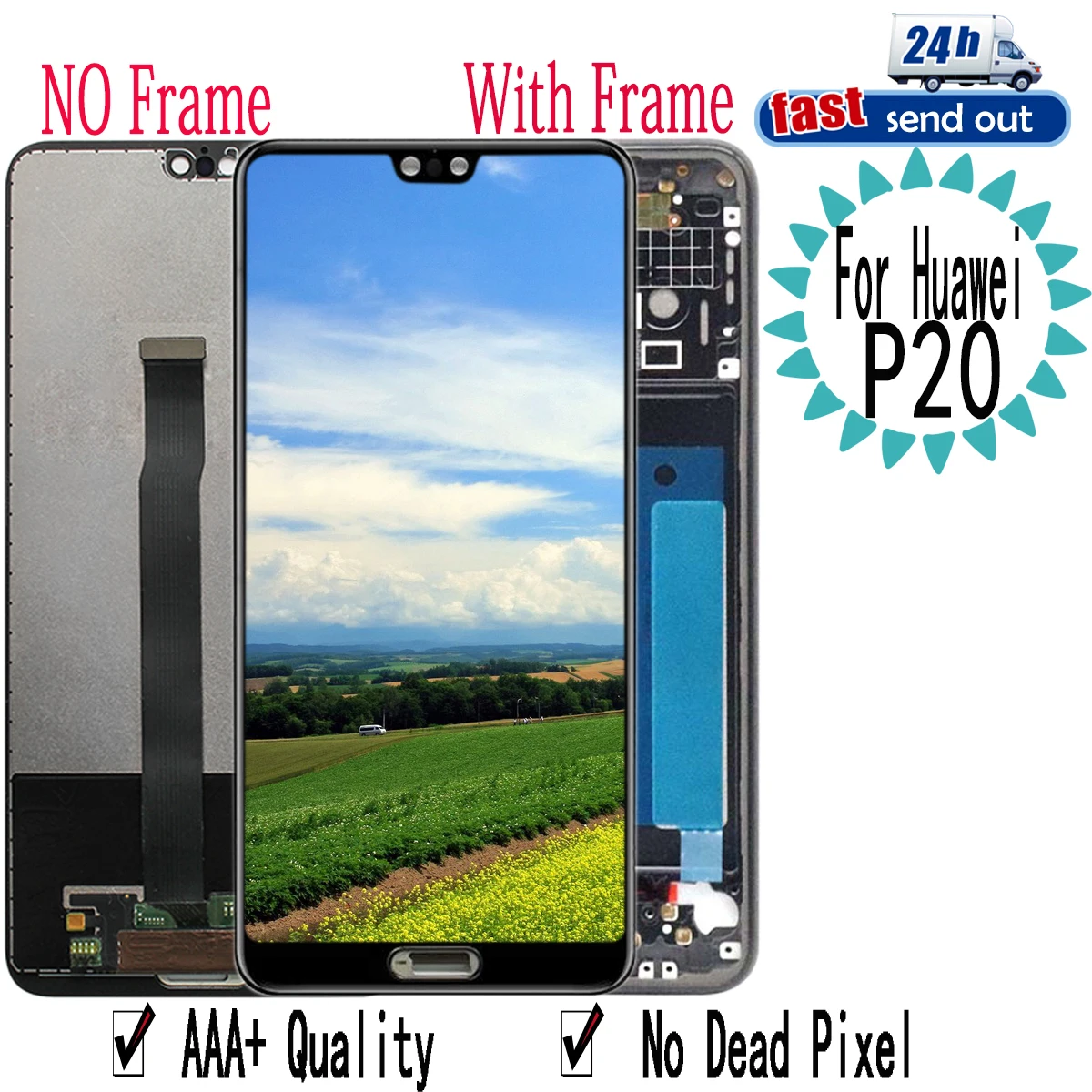 5.8&quot P20 LCD For Huawei Display ML-L09 EML-L22 EML-L29 Touch Screen Tested Digitizer Assembly Replacement with Frame | Мобильные