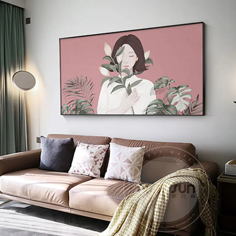 

Nodic Flower Girls Wall Art Printing Figure Plant Canvas Posters Modern Decorative Wall Pictures for Living Room Bedroom Aisle