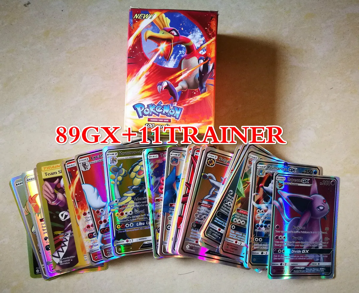 100 шт./компл. Pokemon TAKARA TOMY тренер GX EX GA боевые игрушки хобби Коллекционные вещи игра Коллекция аниме-открытки для детей