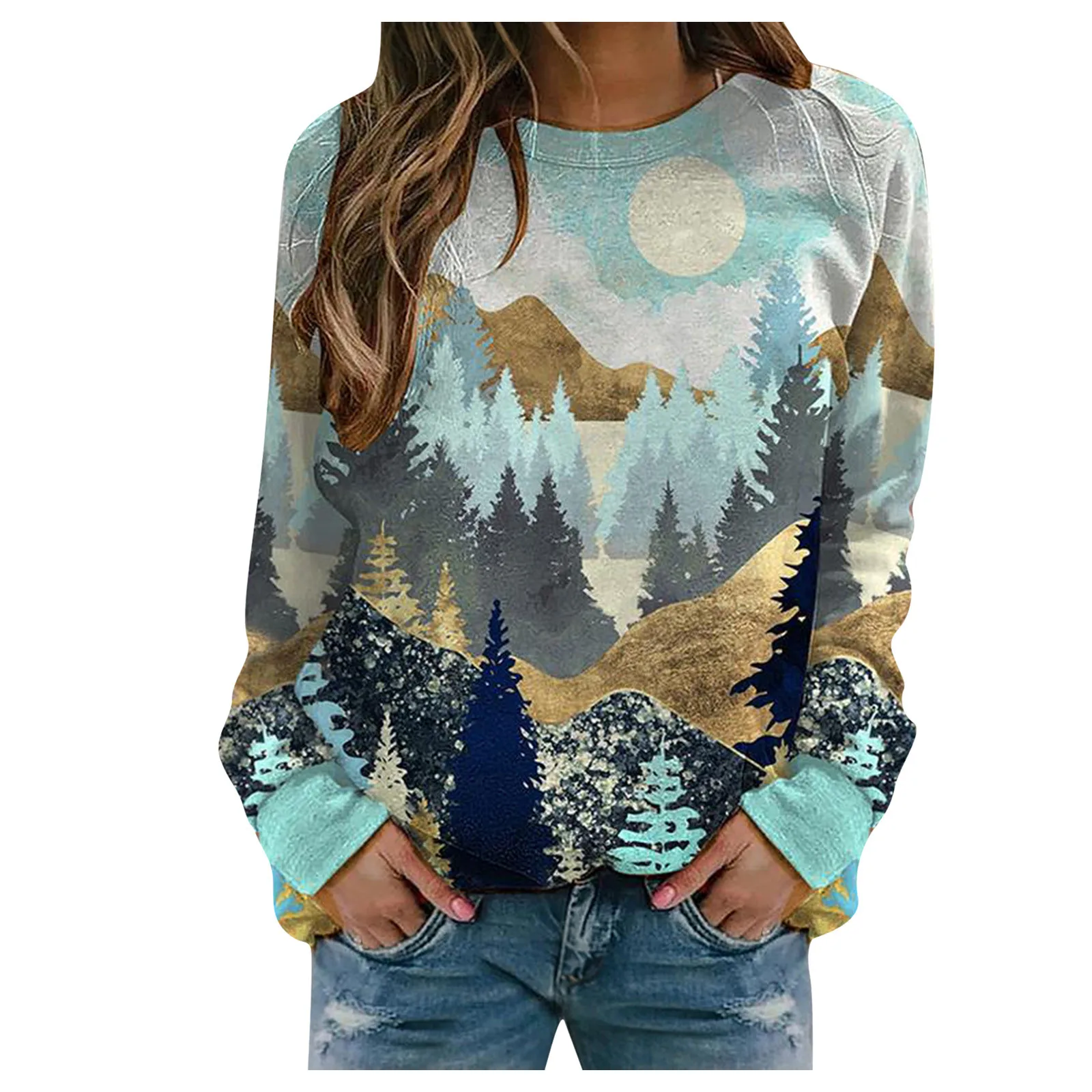 

Oversized Hoodie Autumn Winter Clothes Women Fashion Casual landscape Printed Pullover Sweatshirt Hoodies Ladies Sudaderas