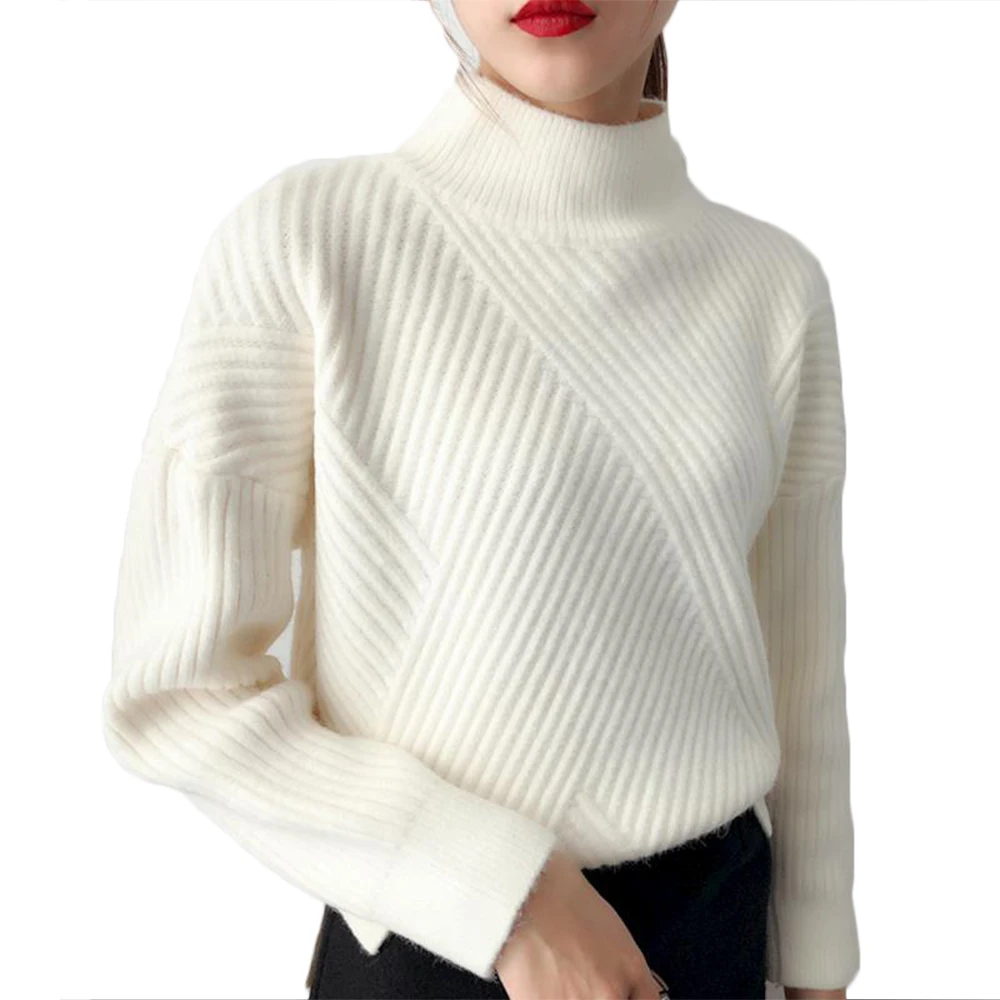 Kenancy Solid Color Women Causal Sweater Autumn Winter Turtleneck Long Sleeves Female Pullovers Knitted Pit Femme Tops Outwear | Женская