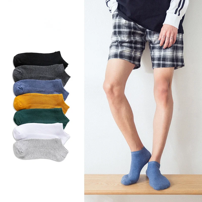 

Solid Color Mens Socks Fall Silicone Anti-slip Invisible Short Socks Casual Cotton Breathable Men Male Low Cut Ankle Socks
