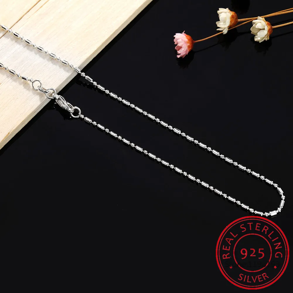 

New Sale 40cm-75cm Tiny Real 925 Sterling Silver Slim Round Slub Chain Choker Necklace Women Jewelry Italy Collier Collares Gift