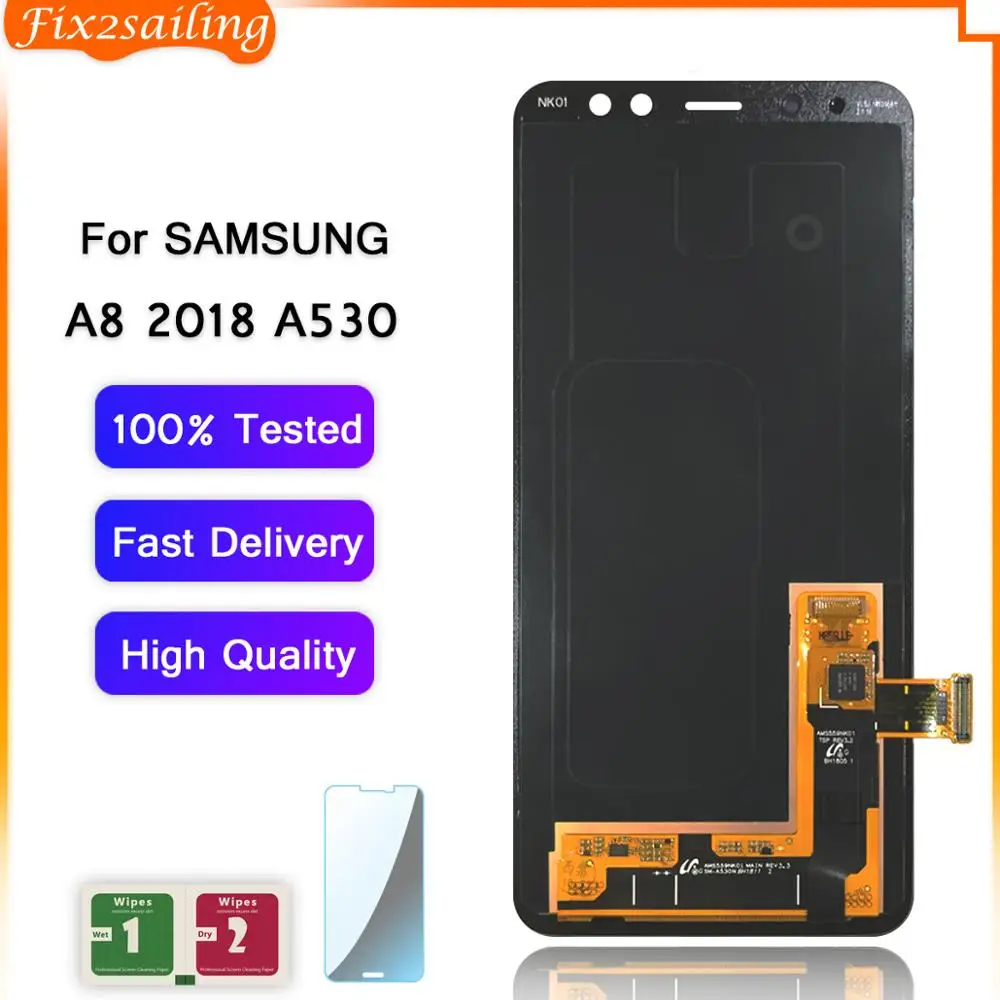 ЖК-дисплей fix2sail Super AMOLED для Samsung Galaxy A8 2018 с сенсорным экраном дигитайзер в сборе A530