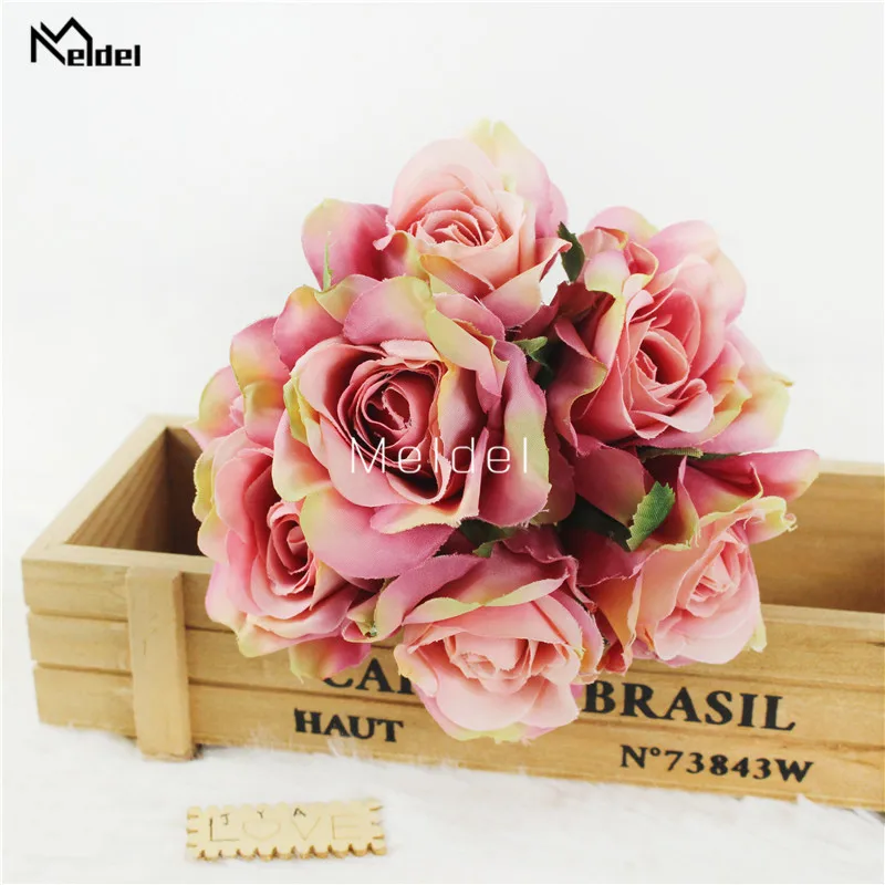 Букет роз из искусственных цветов маленький букет 6 головок шелковые