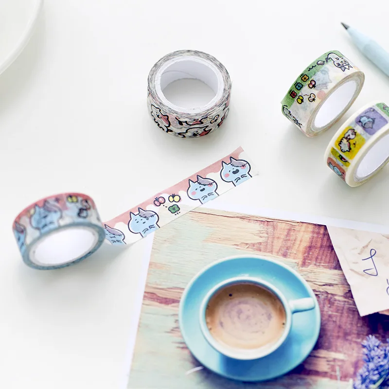 Маскирующая лента японский милый скотч с принтом &quotКошка&quot наклейки креативный