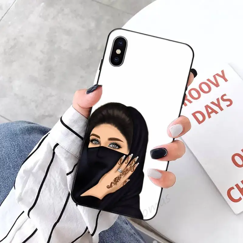 

Muslim Islamic Arab Hijab Face Girl Eyes Phone Case Candy Color for iPhone 6 7 8 11 12 s mini pro X XS XR MAX Plus