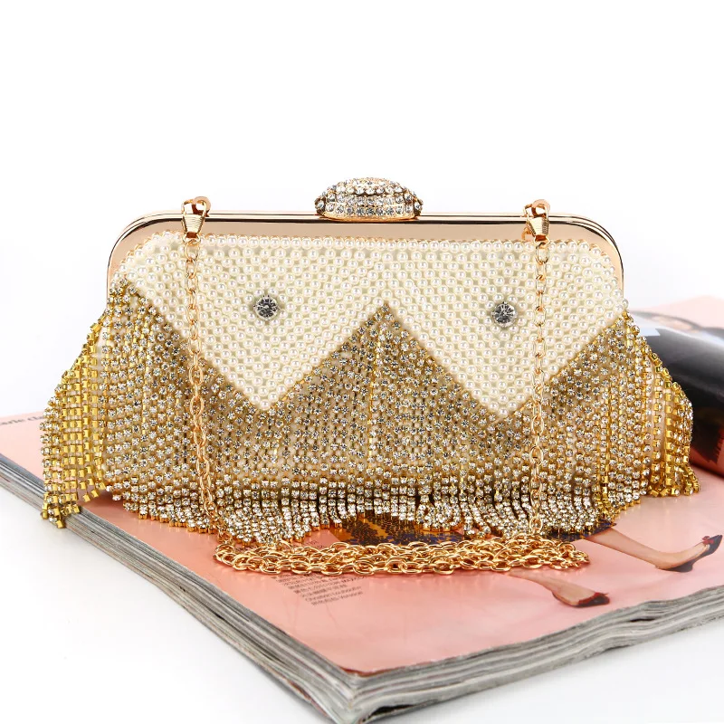 

Luxury Rhinestones Tassel Women Evening Clutch Bags Lady Dinner Party Wedding Bags Purse Handbags Chain Shoulder bag Clutches