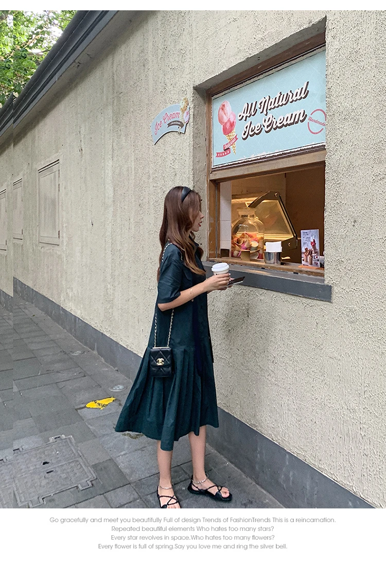 

MissLymi L-4XL Women Summer Turn-down Collar Single Breasted Shirt Dresses 2021 Plus Size Short Sleeve Solid Pleated Long Dress