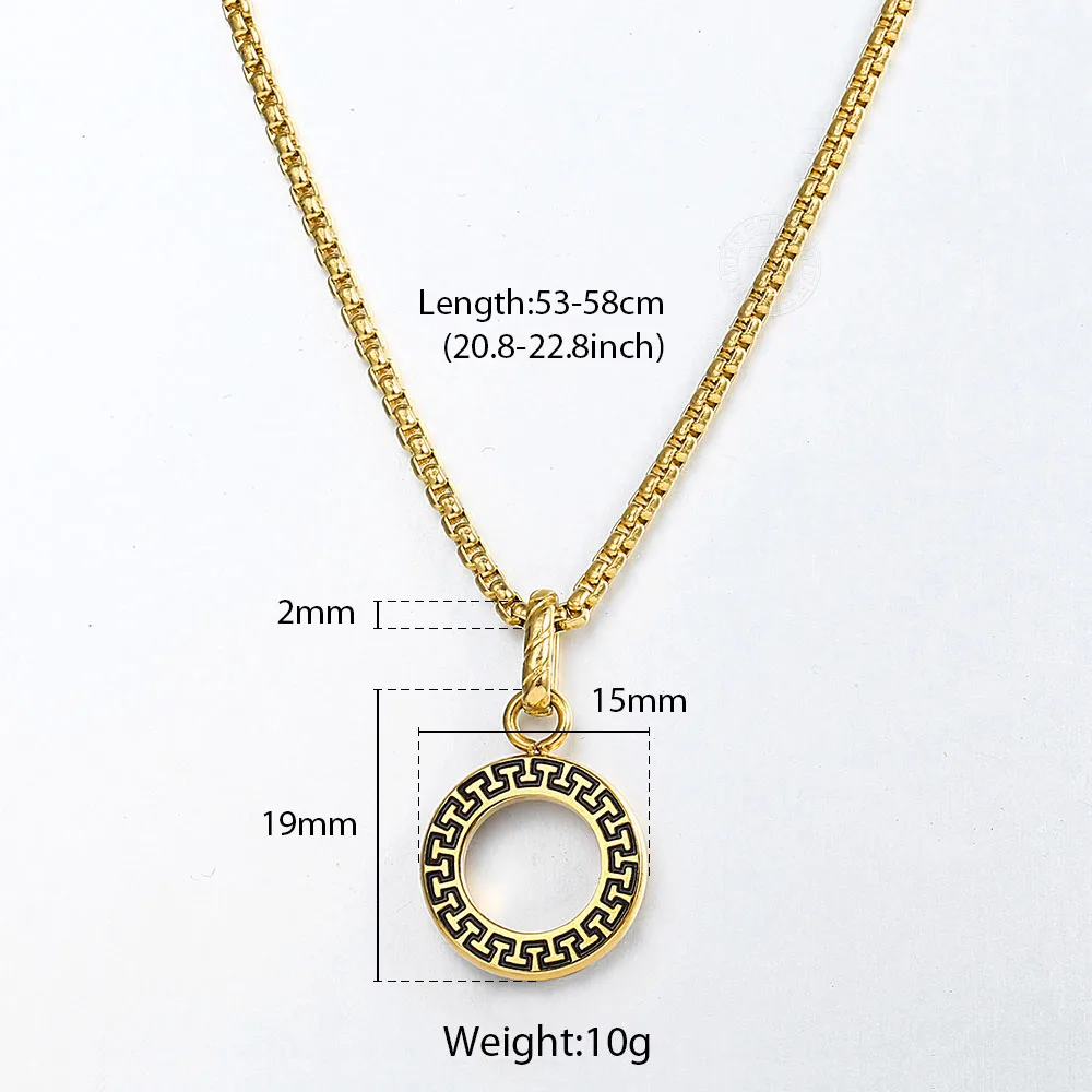 

Trendsmax Pendant Necklace for Mens Boys Gold Silver Color Round Box Stainless Steel Chain Necklace Original Jewelry TNS001