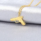 Ожерелье для женщин и мужчин в стиле панк с имитацией пистолета, подвеска из нержавеющей стали золотого цвета с ручным пистолетом, очаровательные ювелирные изделия в стиле хип-хоп