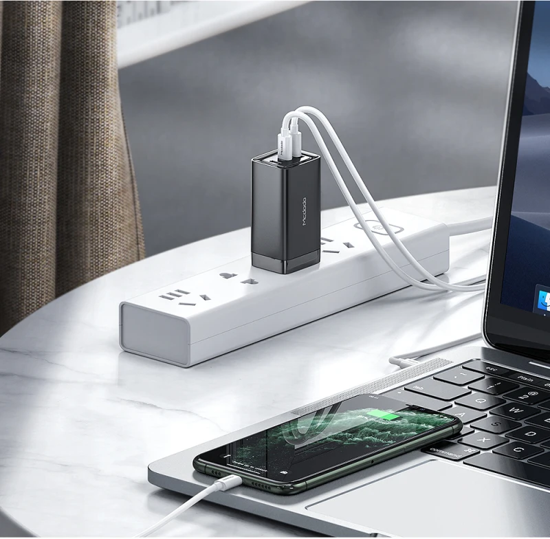 Складное Зарядное устройство USB Type C с тремя портами 65 Вт|Зарядные устройства для