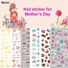 Набор наклеек для ногтей, для День святого Валентина, женские сандалии черного, белого, золотого, серебряного, розового для мамы с цветком печатные наклейки для ногтей WG077