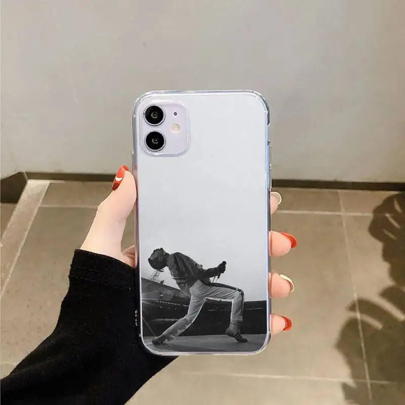 

Freddie Mercury Queen singer Phone Case Transparent for iPhone 6 7 8 11 12 s mini pro X XS XR MAX Plus