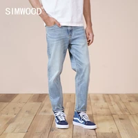 simwood 2021 autumn summer new comfortable tapered jeans men loose ankle length denim trousers plus size brand clothing