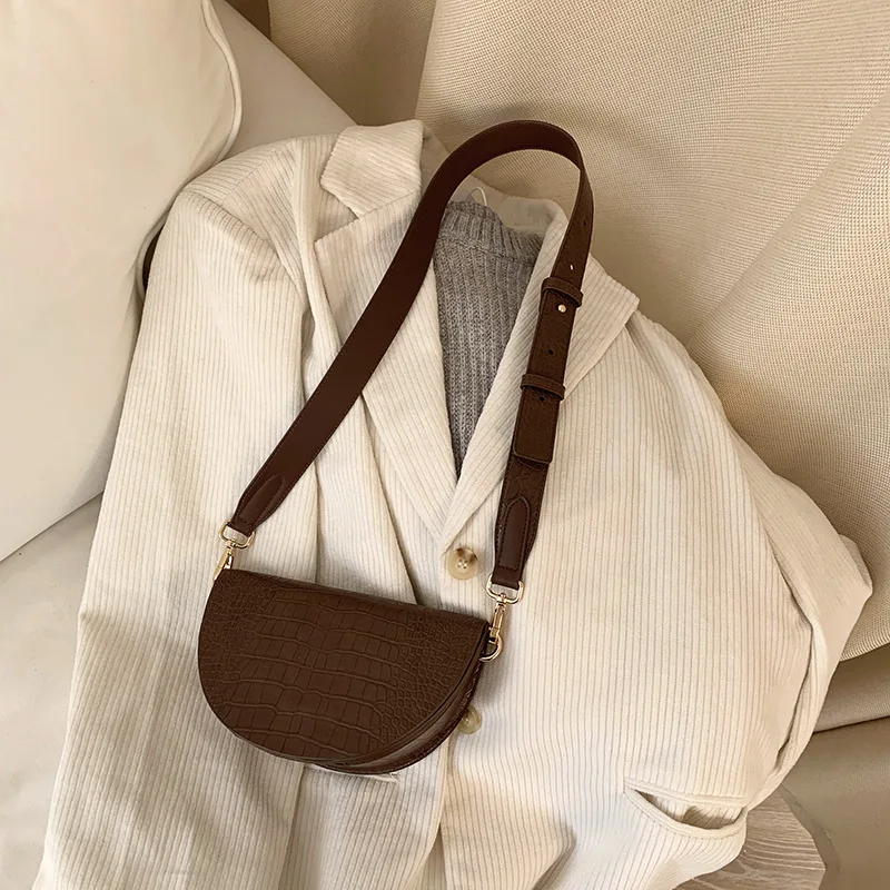 

Crossbody Bags for Women 2020 Bags for Women Shoulder Half Round Saddle Bag Wide Shoulder Strap Single Messenger Bag Cornucopla