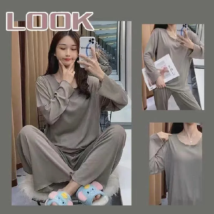 

YRRFUOT 2021 Summer New Style Women Casual Pajamas V-neck Short-sleeved Loose Pants Trousers Thin Section Women's Homewear Suit