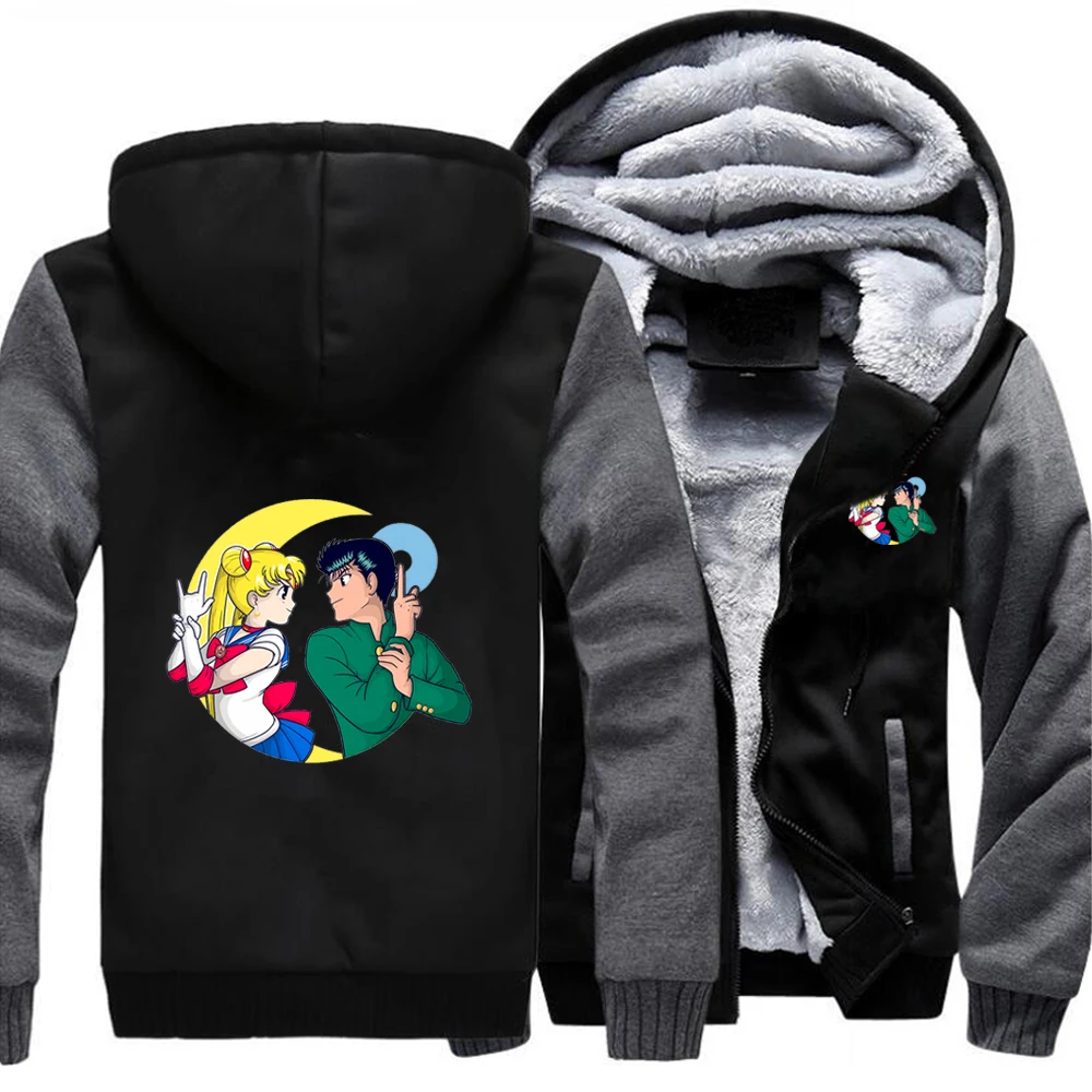 

Sailor Moon Japanese Anime Chiba Mamoru Loose Hoodies Winter Warm Street Jackets Coat Men Thick Hoodie Printed Fitted Sweatshirt