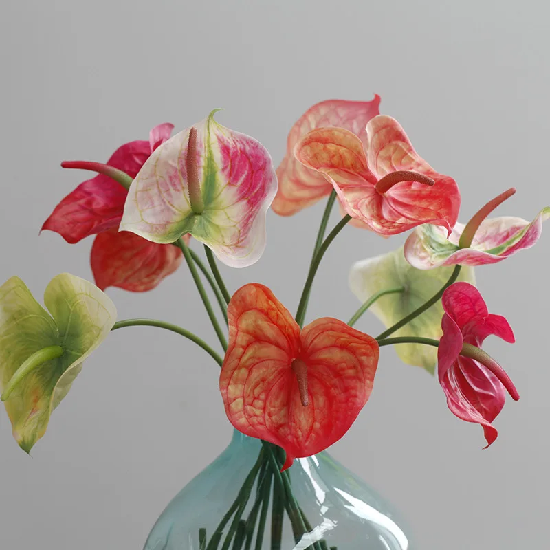 

Anthurium Bouquet Vintage Silk Lifelike Fake Flower Wedding Flower Decor Party Festival Supplies Home Hotel Photography Indoor