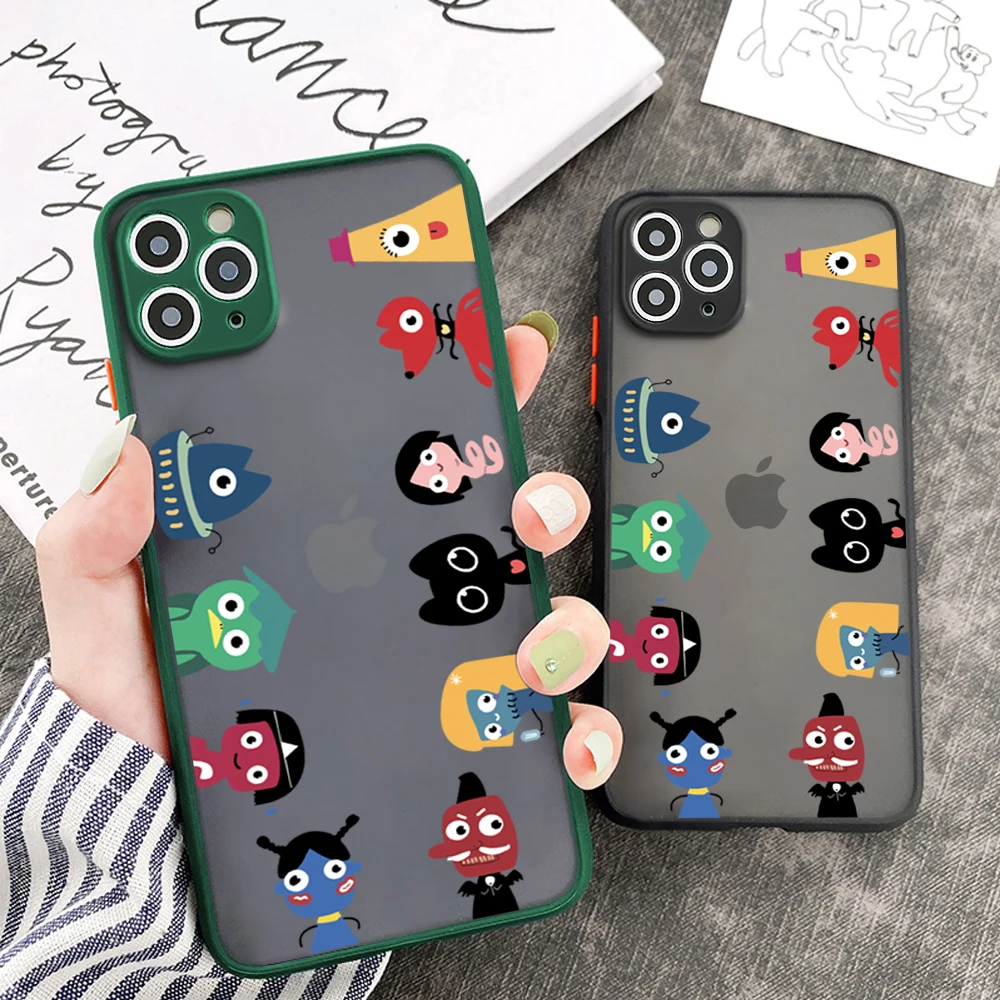 Phone Case For Samsung J2 J3 J4 J5 J6 J7 J8 Plus Prime Core Cartoon Monster Frosted Transparent Hard Boys Girls Shockproof Cover