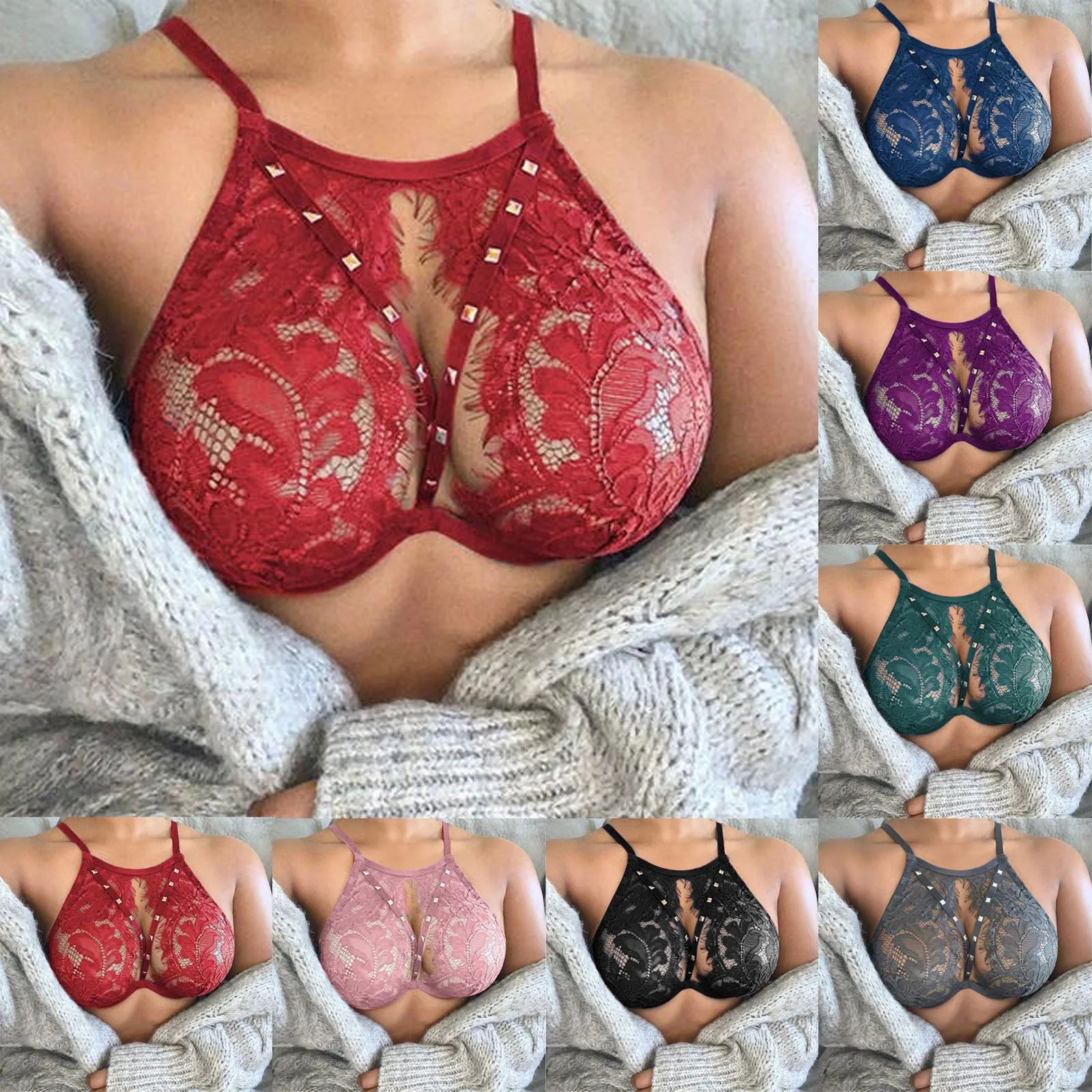 

Sexy Charm Women Lingerie Temptation Lace Hollow Out Female Bras Sexy Babydoll Sujetadores Sexy Para Mujer Bralette Multicolor A
