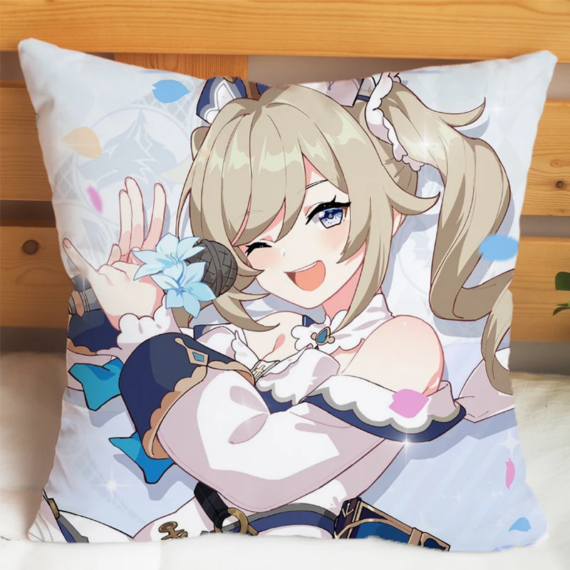 

Genshin Impact Game Anime Square Pillow Venti Amber Barbara Paymon Hotaru Klee Cosplay Doll Plush Sofa Thorw Pillow Toy Gifts