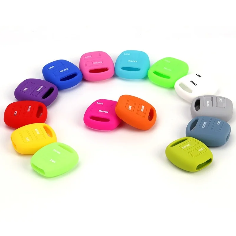 2 кнопки силиконовый чехол для ключей от машины подходит Toyota Yaris Avensis Camry Corolla Carina