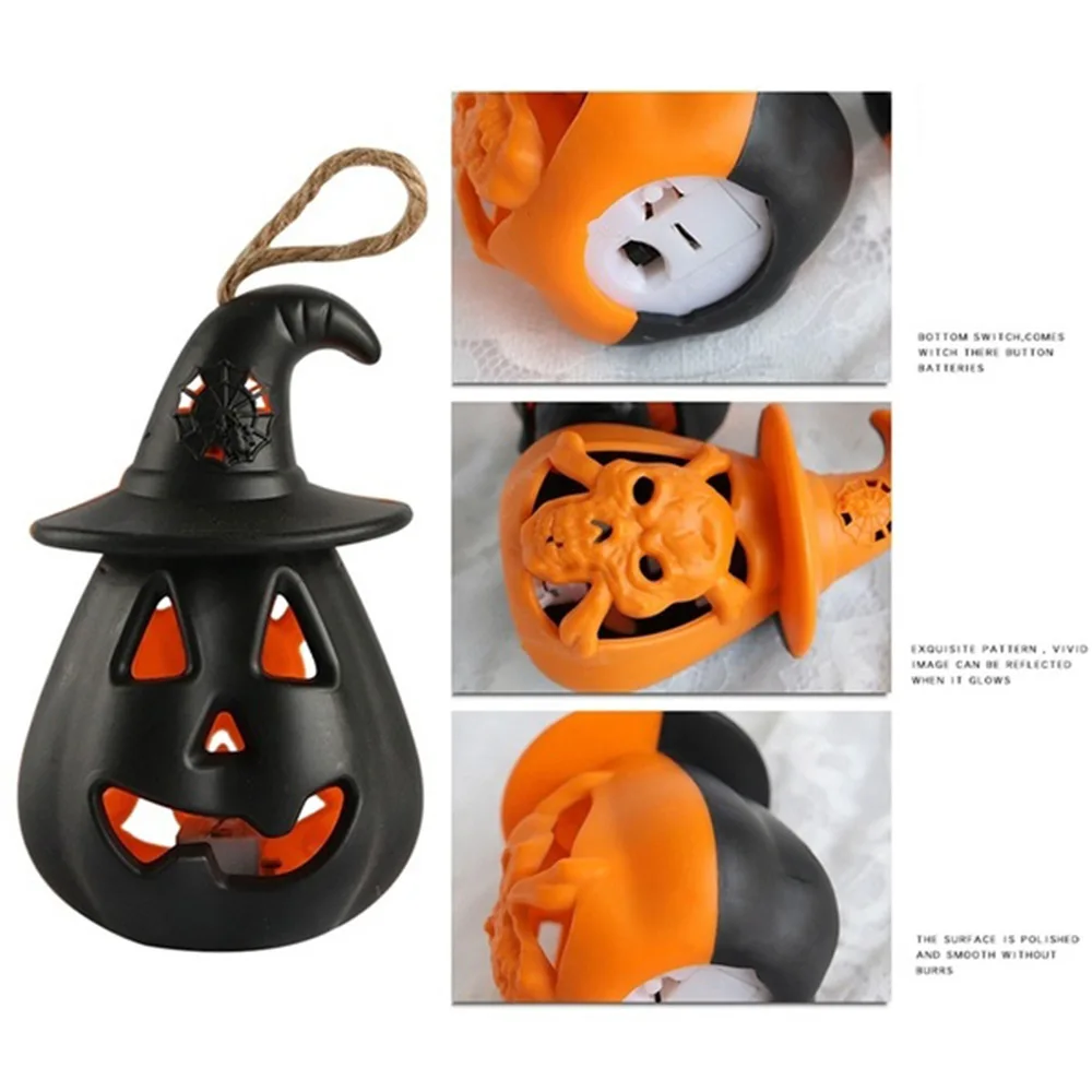 

Halloween pumpkin lantern LED colorful flashing light horror new skull light new hooded pumpkin candle light pony lantern portab