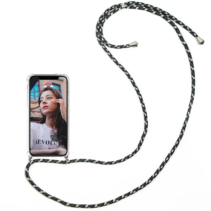For Samsung Galaxy NOTE8 9 S8 S9 S10 A50 A30 A10 M10 Case Transparent TPU Phone Cover Crossbody with Strap long chain | Мобильные