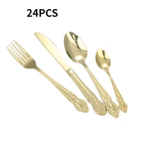 6 sets of 24 pieces palace retro relief stainless steel cutlery set dinnerware set tableware knife and fork spoon