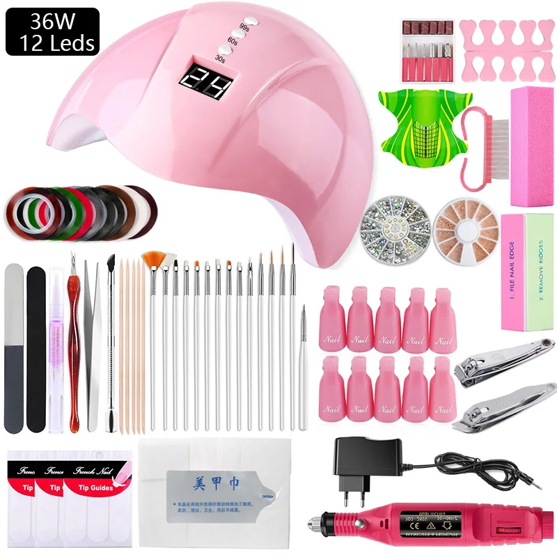 Маникюрный набор 36 Вт СВЕТОДИОДНЫЙ УФ лампа для ногтей Сушилка гель лаков