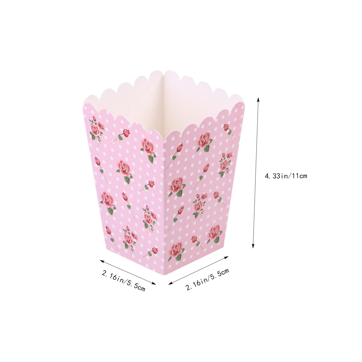 

12-piece Vintage Rose Flowers Paper Popcorn cans Pockets Snack Treat Box Popcorn Box Party favours Supplies Bridal decoration