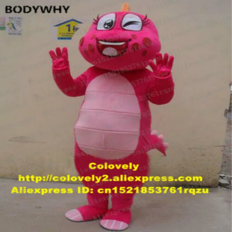 Розовый костюм талисмана динозавра вечерние костюмы для костюмированной