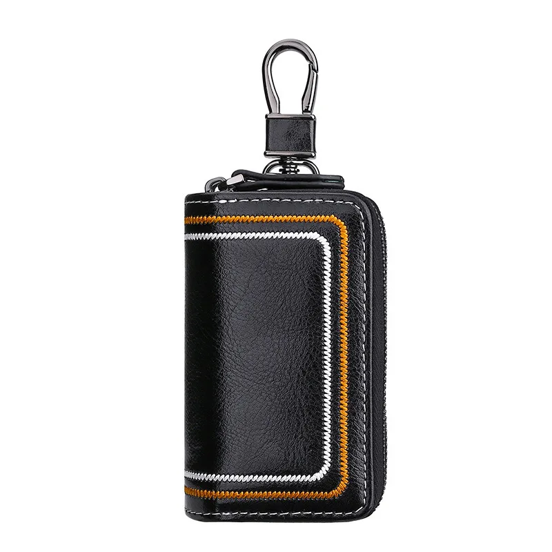 

Fashion Embroidery Cowhide key wallets Double Layer key organizer Cow Leather keychain for car keys House Key holder for keys