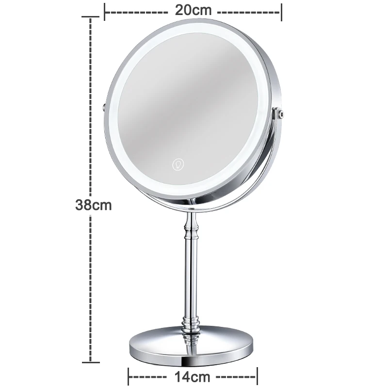 

8 Inch Makeup Mirror With Light USB Charging 10X Magnifying Vanity Mirror Backlit Adjustable Light Standing Cosmetic Mirrors