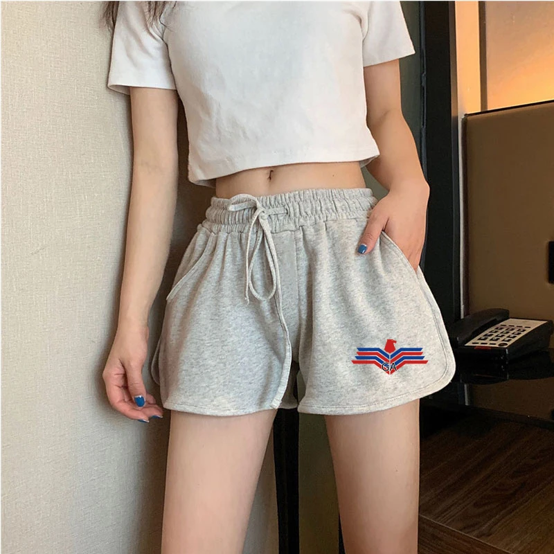 

Korean Version Summer Women Sell Like Hot Cakes Space Cotton Elastic Waist Shorts Tide Loose Casual A-Line Sweatshorts