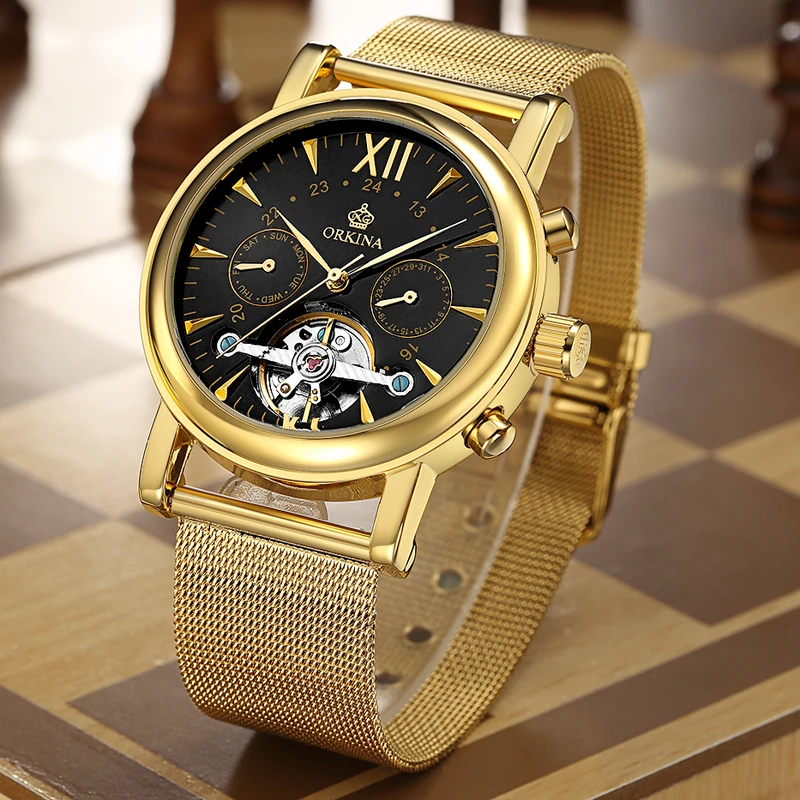 Часы наручные ORKINA Мужские автоматические Классические брендовые механические с